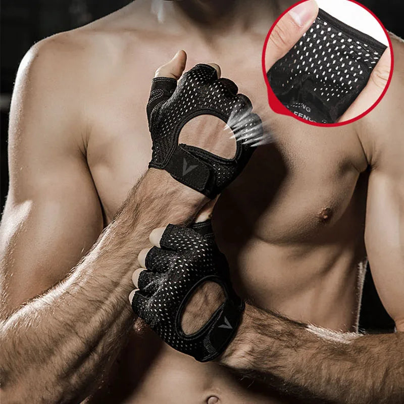 Pink Half Finger Gloves Women Breathable Mesh Non Slip Female Gym Gloves Quick Off Weight Lifting Grip Gloves