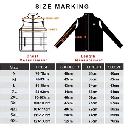 9 Areas Heated Jacket USB Electric Self Heating Jacket for Men Women Winter Cotton Coats Ski Hunting Down Jacket Heated Clothing