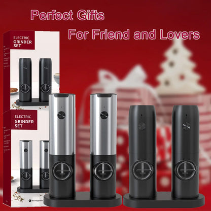 Rechargeable Electric Salt And Pepper Grinder Set With LED USB Charging Base Stainless Steel Automatic Spice Grinder Pepper Mill