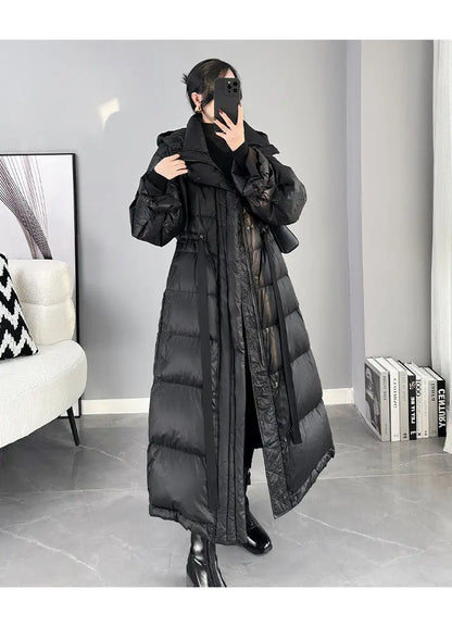 2025 New Women's Winter Black Down Jacket Women's Hooded White Duck Down Coat Windbreak Women Thicken Parker Overcoat