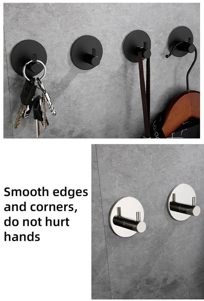 High Quality 304 Stainless Steel Self Adhesive Hooks Shower Bath Hook Kitchen Hanger Bathroom Hook Household Wall Hanger