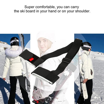 New Skiing Pole Shoulder Hand Carrier Lash Handle Straps Adjustable Buck Hook Loop Protecting Black Nylon Ski Handle Strap Bag