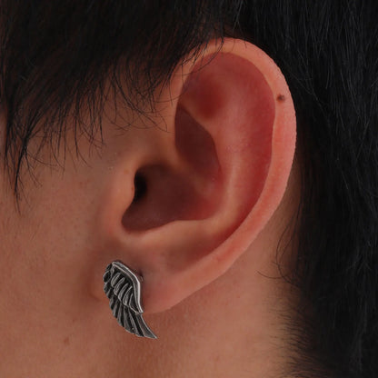 Retro Grey Stud Earrings for Men Boys,Anti Allergy Stainless Steel Ear Studs,Rock Punk Jewelry Anniversary Birthday Gifts
