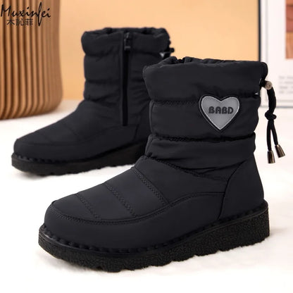 Women's Thickened Waterproof Winter Snow Boots Warm Velvet High Top Ankle Boots NonSlip Daily All Purpose Comfy Cotton Shoes