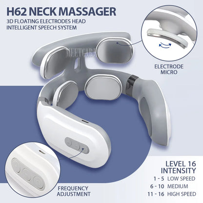 Smart Back Neck Massager TENS Pulse Shoulder Neck Massage Cervical Heating Relieve Pain Muscle Health Care