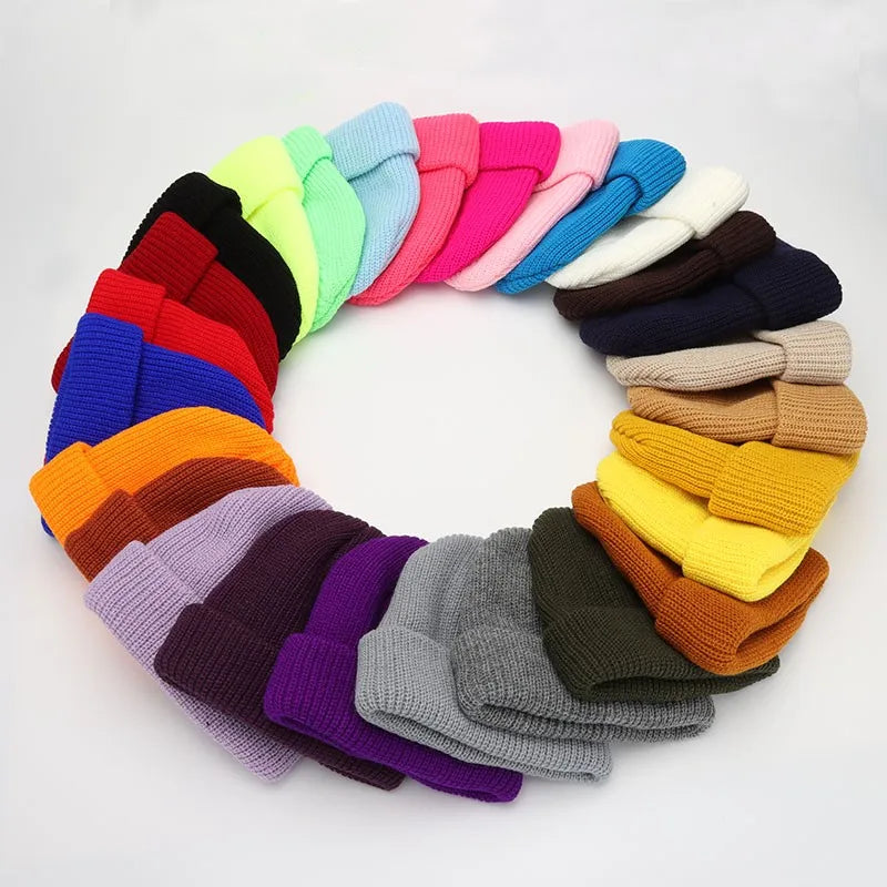 Winter Warm Beanies Casual Short Thread Hip Hop Hat Adult Men Female Knitted Skull Cap Elastic Unisex