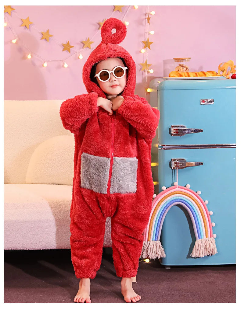 Adult Kids Costume Home 4 Colors Funny Tinky Winky Anime Tele baby tubbies Laa-Laa Po Soft Long Sleeves Piece Pajamas Costume