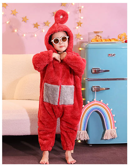 Adult Kids Costume Home 4 Colors Funny Tinky Winky Anime Tele baby tubbies Laa-Laa Po Soft Long Sleeves Piece Pajamas Costume