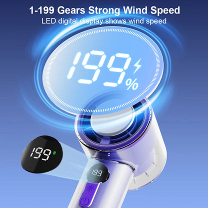 3600mAh Handheld Turbo Fan Portable Air Cooling Fan 199 Wind Speeds Adjustable Outdoor Personal Student Handheld Ice Fan