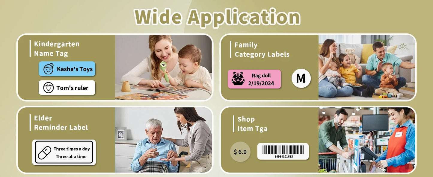 Marklife P15 Mini Portable Thermal Printer Wireless Bluetooth Label Tag Maker For Home Office Labeling Sticker Machine With USB