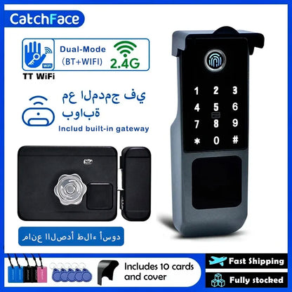 TTLock WIFI Version Built In Gateway Fingerprint Waterproof Outdoor Gate Passcode Rfid Card Keyless Smart Door Lock