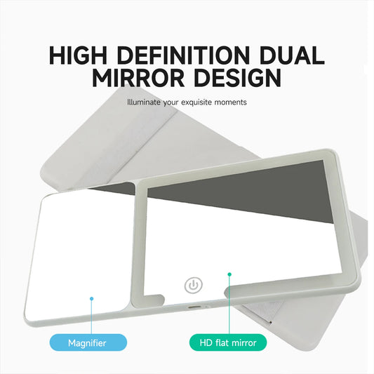 Car Sun Visor Makeup Mirror LED Touch Screen Adjustable Brightness Auto Interior Makeup HD Mirror with Magnifying Glass