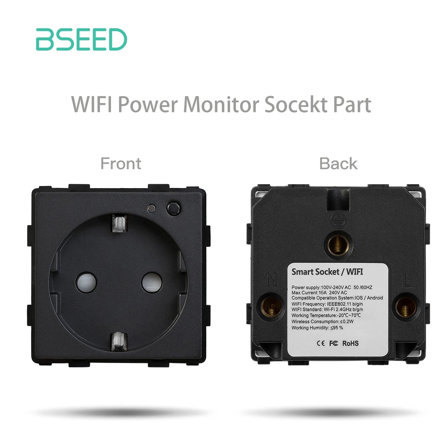 BSEED EU Standard Wifi Socket Smart Plug Function Part Only Power Monitor Timing Smart Home Alexa Voice Control  Bule Backlight