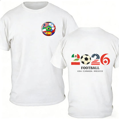 Men's 100% Cotton 2026 Soccer Football T-Shirt USA Canada Mexico Casual Sports Fan Print Short Sleeve Top Oversized T Shirt