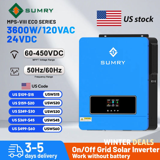 SUMRY 3.6kw ON/off gird solar inverter 24V 120V Pure Sine Wave MPPT Solar Charger hybrid solar inverter