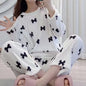 Adorable Sweet Coral Fce Thiened Autumn Winter Spwear Women's Casual Home Clothes Set Long Pants Comfortable Leisure ...