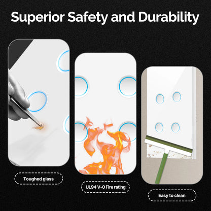 MOES Matter Tuya WiFi Smart Concave Glass Panel Light Switch Neutral Wire Required Compatible with Alexa Google Home SmartThings