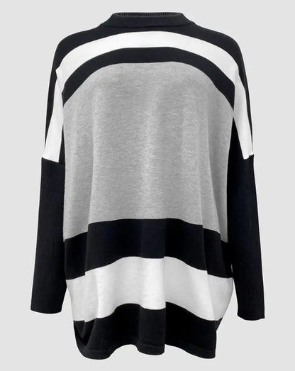 Women's Sweater Spring Autumn New Fashion Striped High Neck Long Sleeve Causal Loose Daily Pullover Sweater