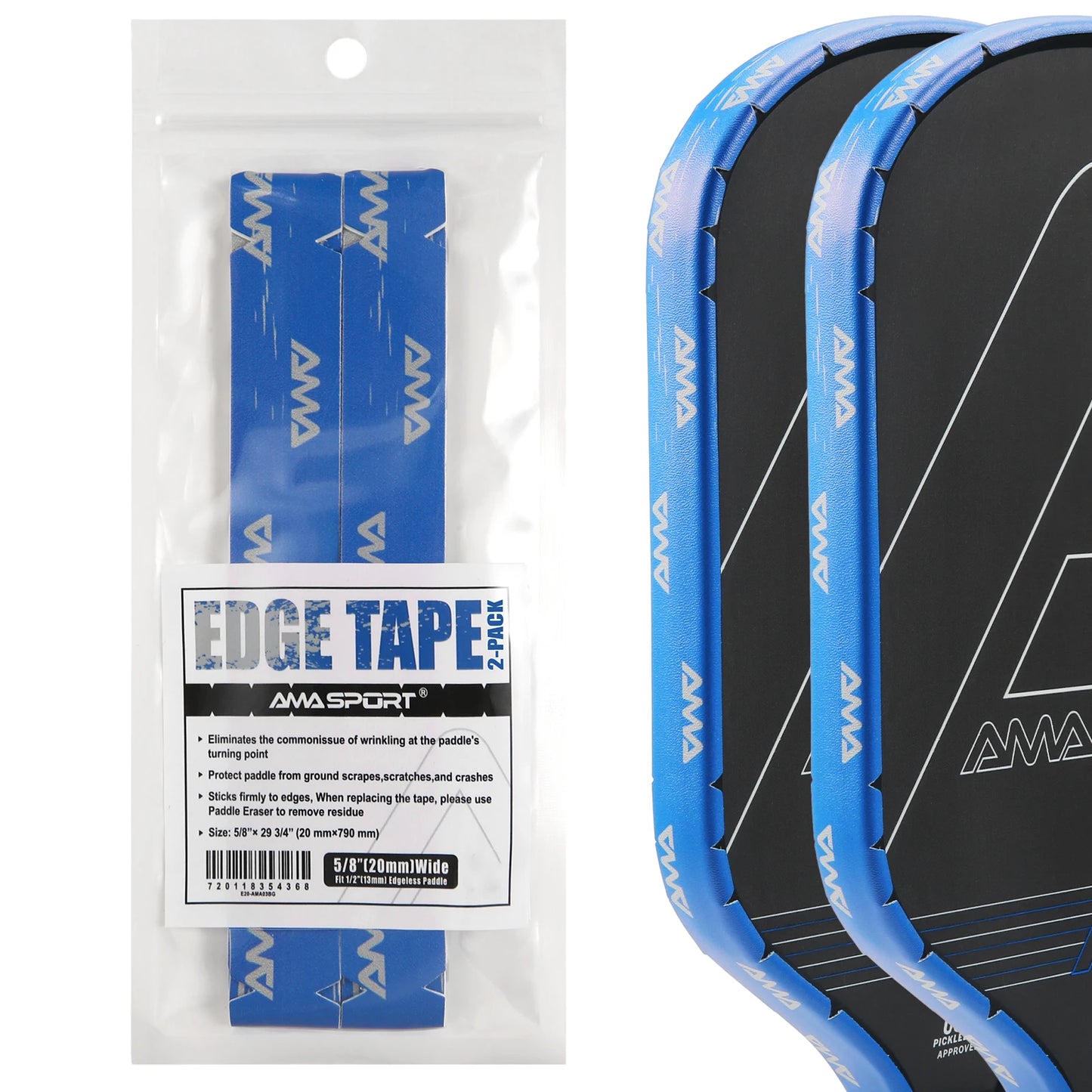 AMASPORT 2Pack Pickleball Paddle Edge Tape 20/23/26mm Paddle Head Edge Guard Racket Edge Protection Tape