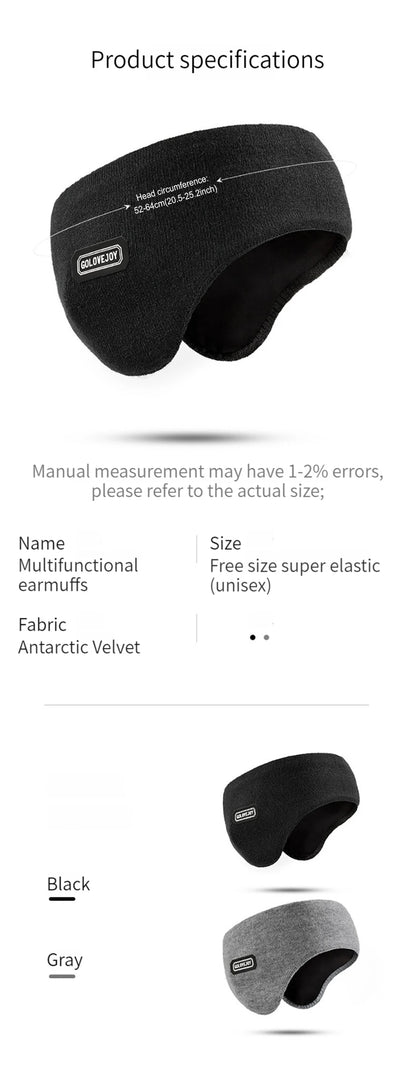 GTUBIKE Winter Unisex Thicken Warm Fur Earmuffs for Men Women Velvet Plush Ear Muffs Protector Outdoor Cycling Skiing, Black