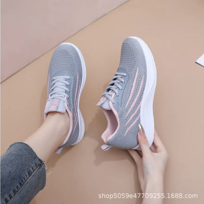 Women's Lightweight Running Shoes Summer Breathable Lace-Up Gym Walking Training  Cushioned Sole Non Slip Fatigue Relief Casual