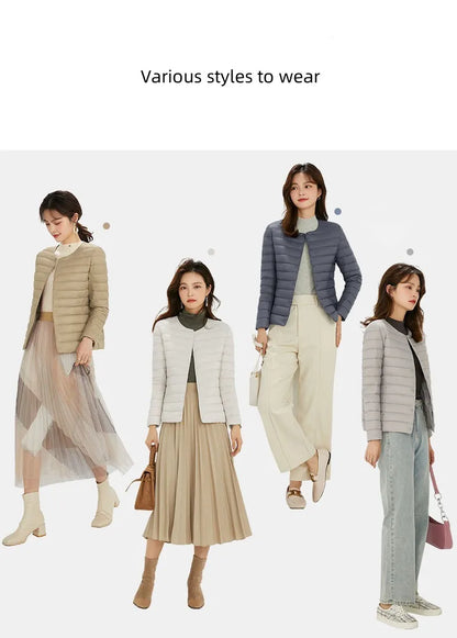 Top Grade 90% White Duck Down Women Ultra Lightweight Packable Line Jackets 2023 New Autumn Winter Keep Warm Puffer Coats