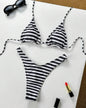 Y2K Sexy Hot Girls Striped Printed Triangle Lingerie Underwear 2025 New Beach Vacation Fashion Personality ins Style Bikini Suit