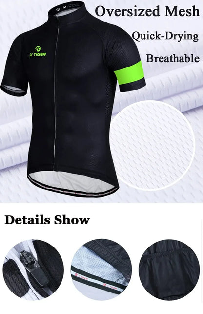 X-TIGER Men Cycling Jersey Breathable MTB Road Bike Coat Short Sleeves Bike Clothing Cycling Jacket Ciclismo Bicycle Shirts