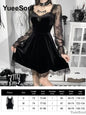 Halloween Gothic Grunge Punk Women Dress Long Sleeve Lace Slim Black Dresses 2025 New Y2K Harajuku Lolita Fairy Core Party Dress