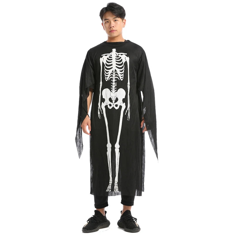 Halloween Scary Skeleton Ghost Cosplay Costume Masks Gloves Costume Suit Masquerade Carnival Horror Clothes for Adults Kids