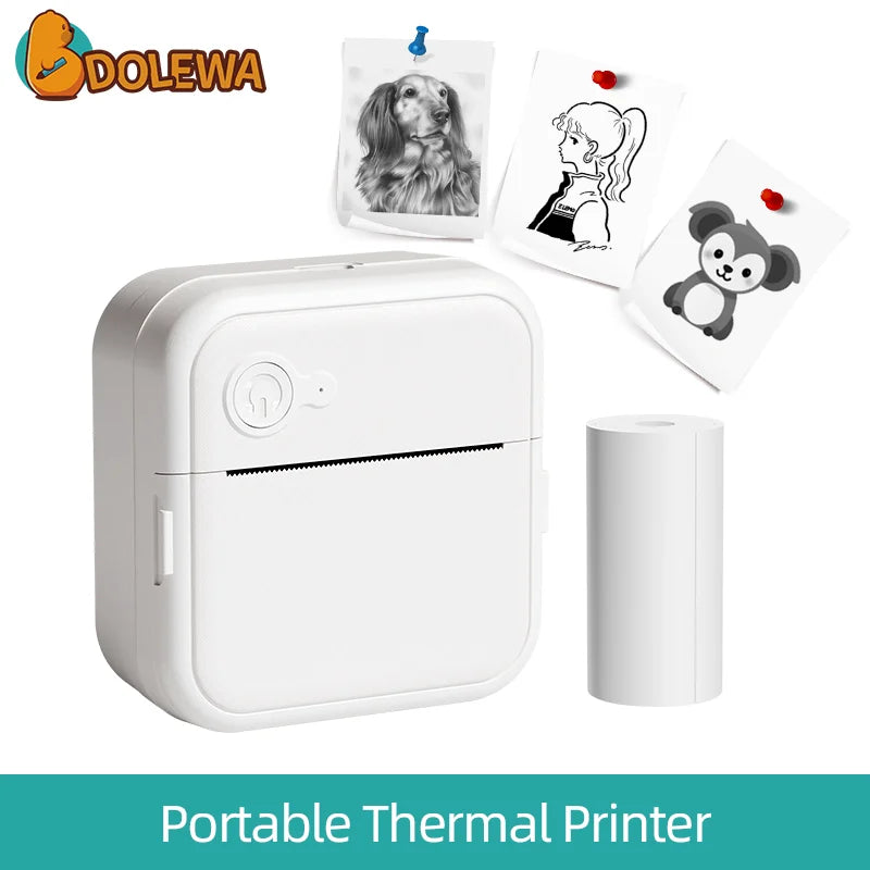 DOLEWA D8 Portable Mini Printers Wireless Bluetooth Inkless Sticker Maker Printer Tag Price Machine for Office School Kitchen