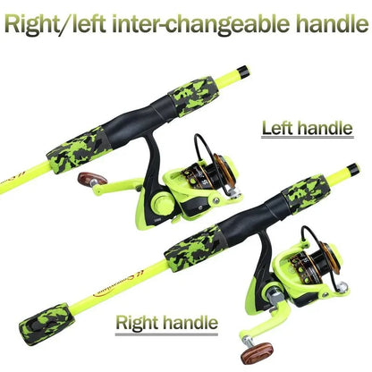 Sougayilang Portable 5 Section Red/yellow Fishing Rod Combo 170cm Fishing Rod and  1000 2000 3000 Spinning Reel Set