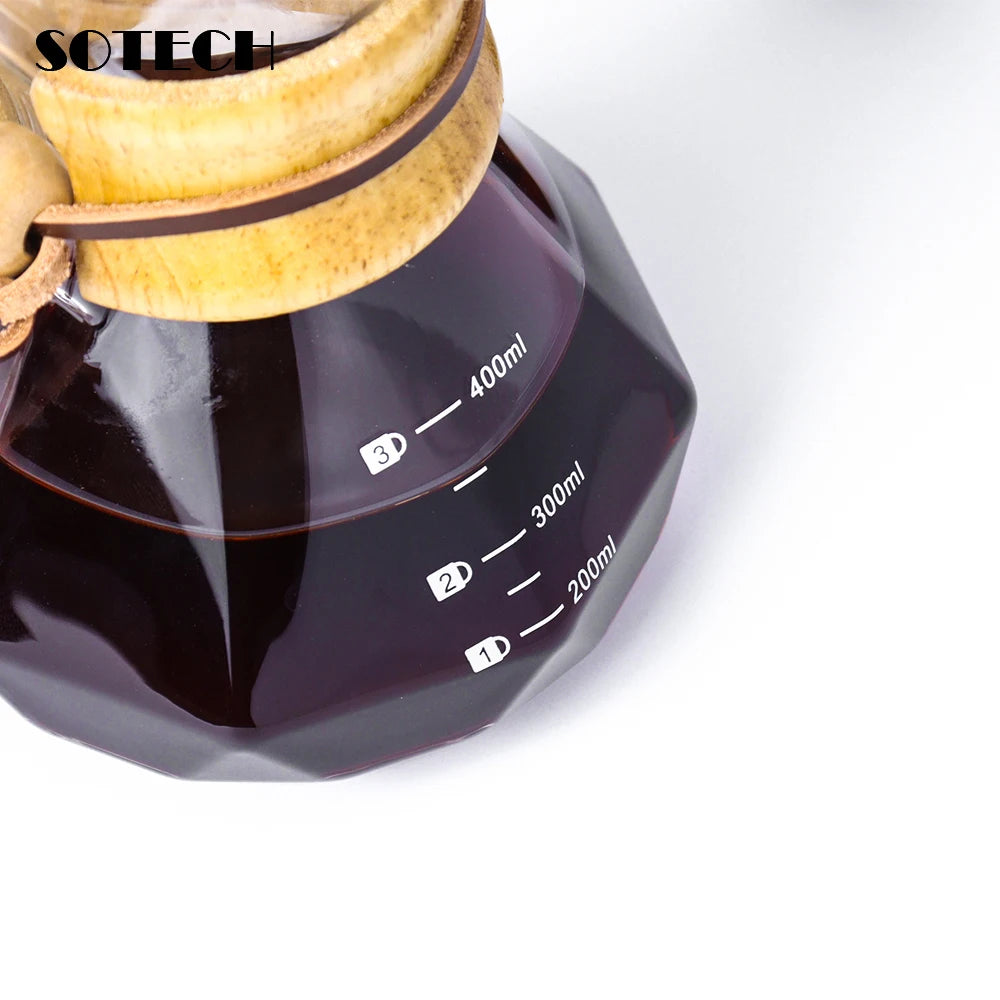 Glass Coffee Pot Drip Brewing Chemex Cafetera 400M/600ML Hand Brewed Coffee Filter Cup Pour Over Coffee Maker For Home Office