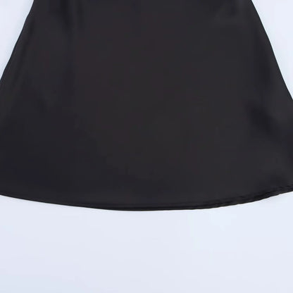 2025 Summer New Women's Clothing Simple Temperament Fashionable And Sexy Backless Silk Satin Texture Hanging Neck Dress