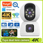 8MP Dual Lens Tuya 5G WIFI IP Camera 4K HD Dual Screen PTZ Home Security Camera Auto Tracking Indoor Wireless Video Surveillance
