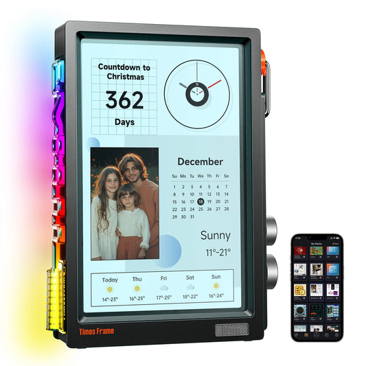 Divoom Times Frame Smart HD Screen | 10.1" DIY Digital Clock | Crypto Stocks Weather Calendar | Tech Gift Desk SetupPicture FramesGoWisse.com