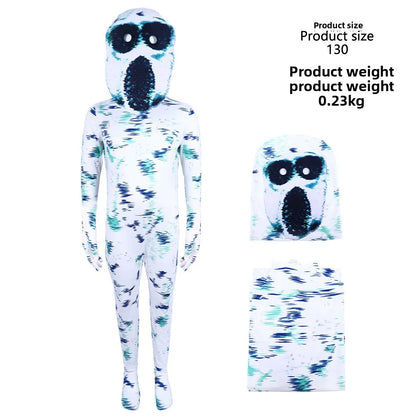 Doors Screech Cosplay Seek Doors Costume Kids Single Eye Mask Suit Jumpsuit Monster Jumbo Horror Scary Halloween Costume Child