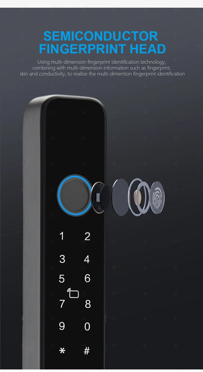 Waterproof Sliding Door Smart Lock TTLock App Alexa Fingerprint Digital Code RFID Card Anti-Lock Aluminum Glass Electronic Lock