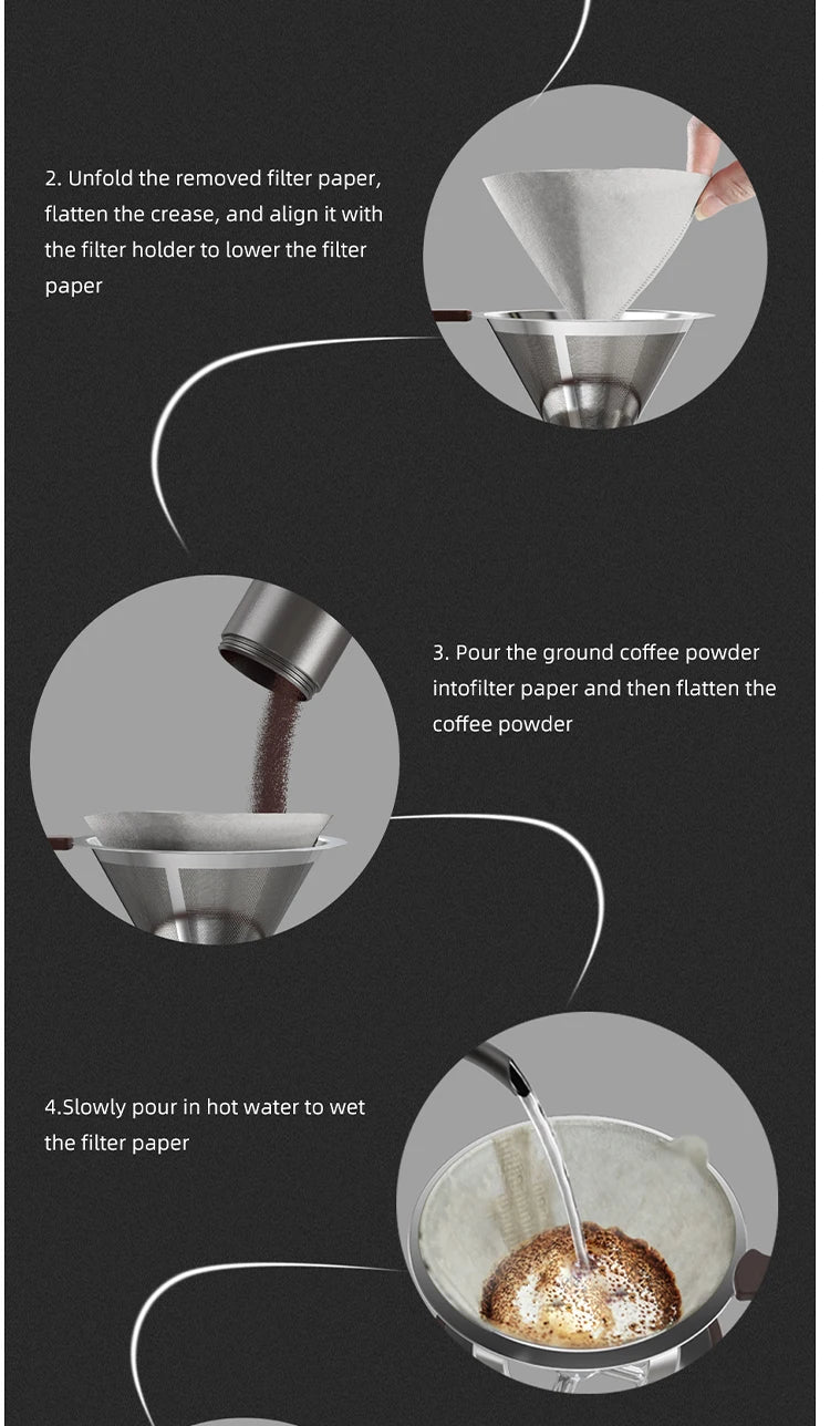 HiBREW Pour Over Coffee Kettles Manual Coffee Grinder Coffee Maker 8 pcs Set