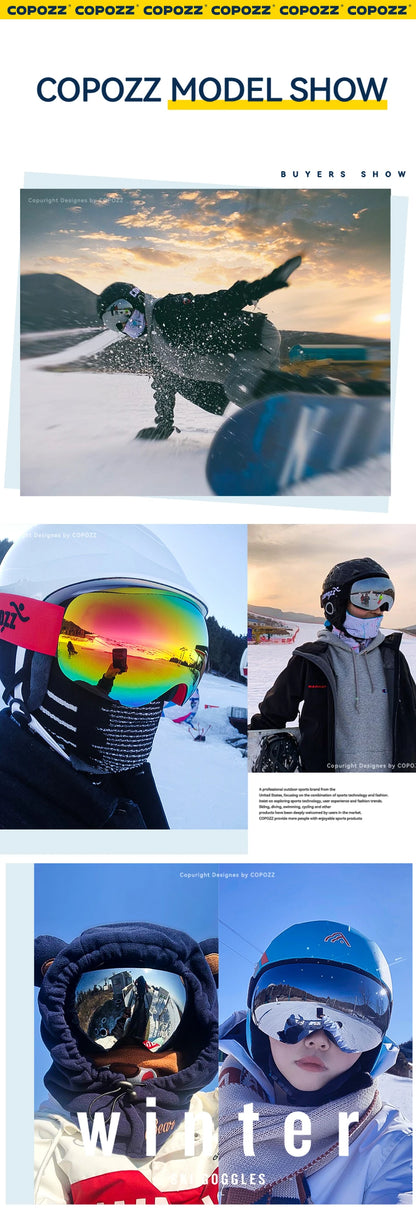 Frameless Anti-Fog Ski Goggles Night Lens Box Set 100% UV400 Protection Ski Snowboard Anti-Slip Strap Snow Goggles for Men Women