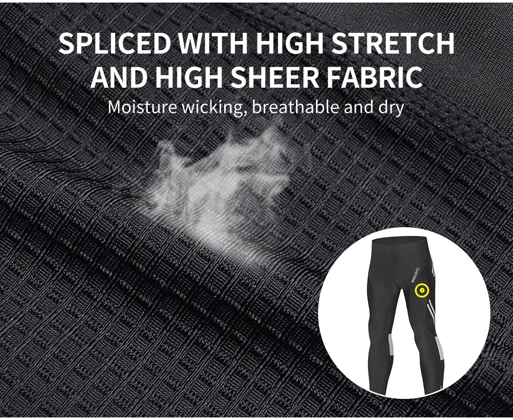 WOSAWE Men Cycling Tights Autumn Long Pants Shockproof Padded Tight Fitting MTB Bike Downhill Mountain Bicycle Leggings