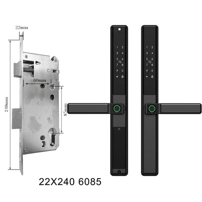 Waterproof Sliding Door Smart Lock Tuya WiFi Fingerprint Digital Code RFID Card Anti-Lock Aluminum Double-Side Electronic Lock