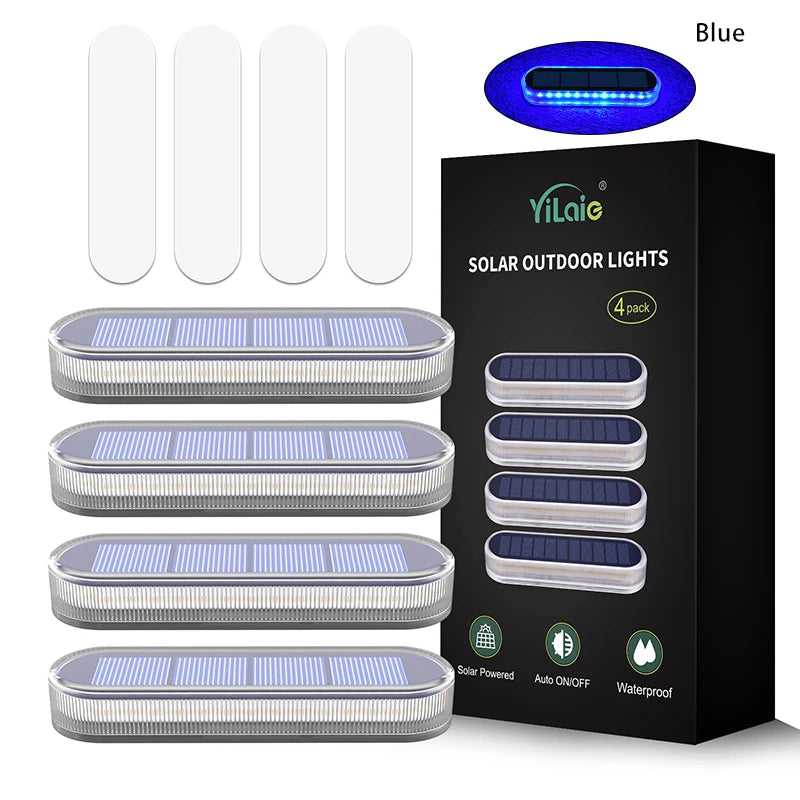 Solar Deck Lights 4 Counts Outdoor Step Lights Waterproof IP68 Led Solar Garden Lights for Stairs Fence Yard Patio Pathway