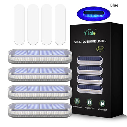 Solar Deck Lights 4 Counts Outdoor Step Lights Waterproof IP68 Led Solar Garden Lights for Stairs Fence Yard Patio Pathway