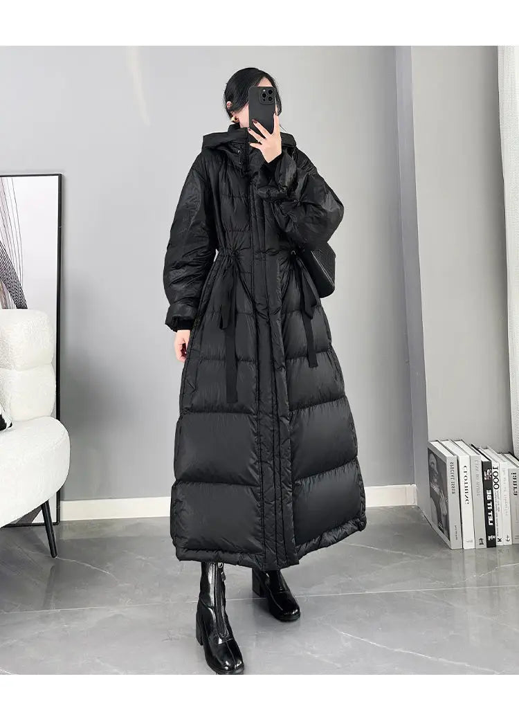 2025 New Women's Winter Black Down Jacket Women's Hooded White Duck Down Coat Windbreak Women Thicken Parker Overcoat