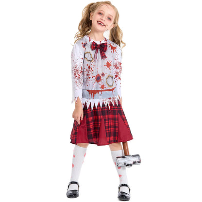 Girls Zombie School Costume Uniform Child Vampire Costume Outfits Scary Halloween Costume for Kids Zombie School Boy Outfits