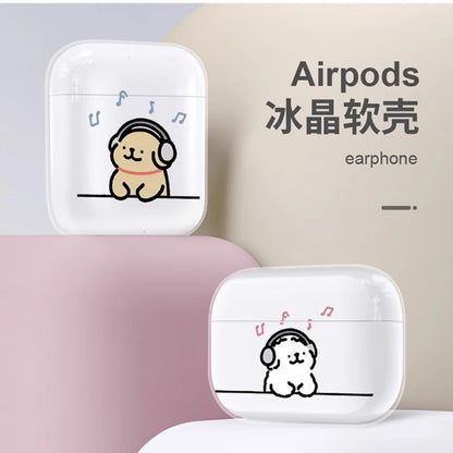 Cute Puppy Pattern Dog Earphone Cases for Apple AirPods4 1/ 2/ 3/ Pro Protective Cover Headphone Accessorie Protective Box