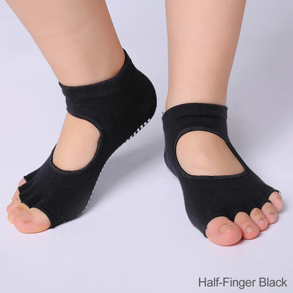 Women Colorful Yoga Socks Non-Slip Ladies Dance Socks Cotton Healthy Sports Five-toed Socks