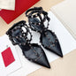 Women's Gladiator sandals Summer Black luxury Woman shoes Rivet High-heeled Three Straps Ankle Fashion Designer Ladies Shoes