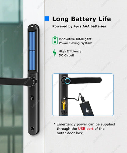 Waterproof TTLock Outdoor Gate Fingerprint Bluetooth APP RFID Code Keyless Electronic Smart Door Lock for Glass Aluminum Sliding